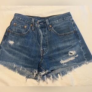 Levi’s Denim Blue Distressed Women Shorts
